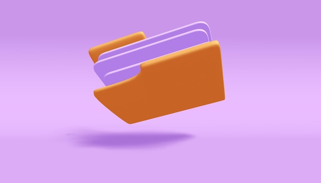 A purple folder is flying in the air.