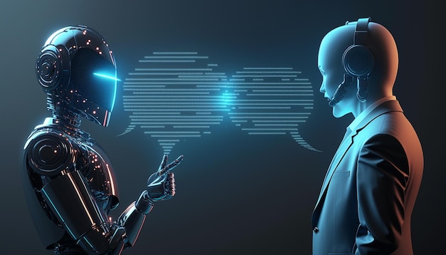 A robot and a robot talking to each other