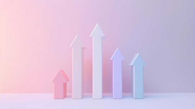 a row of white arrows with a pink background with a pink arrow pointing up