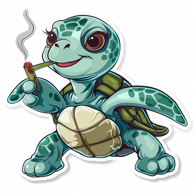 a turtle with a turtle on its mouth and a lighter in the middle