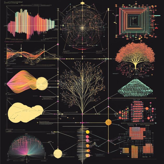 A visual representation of different algorithm types such as sorting searching and graph algorith