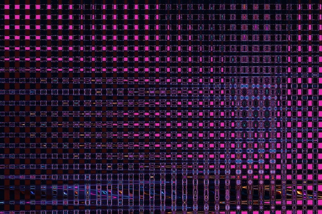 a wall of pink and blue lights with a purple background