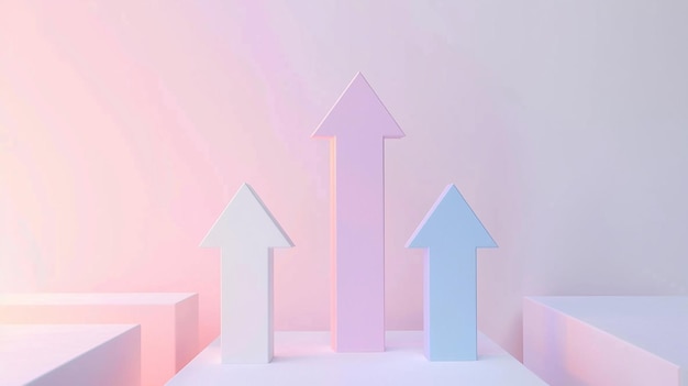 a white podium with arrows pointing up and a white arrow pointing up