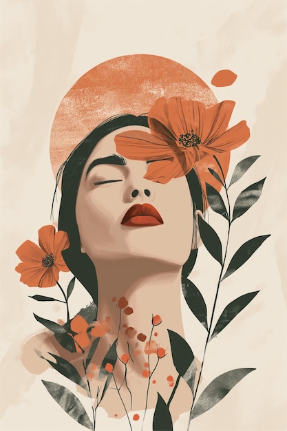 a woman with a hat covering her eyes with flowers