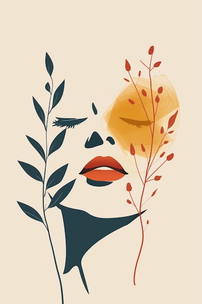 a woman with a red lips and a yellow flower in her hair