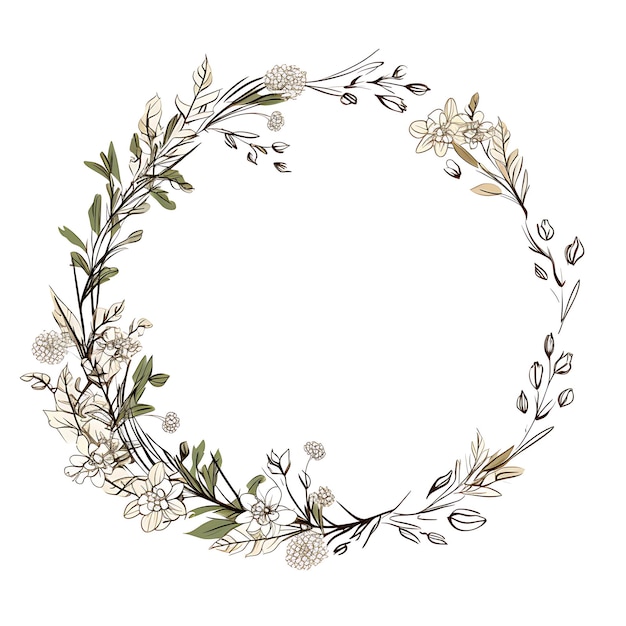 a wreath of flowers and leaves is shown in a picture