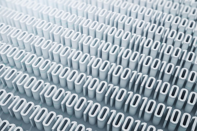 Abstract 10 white coding background Technology and programming concept 3D Rendering