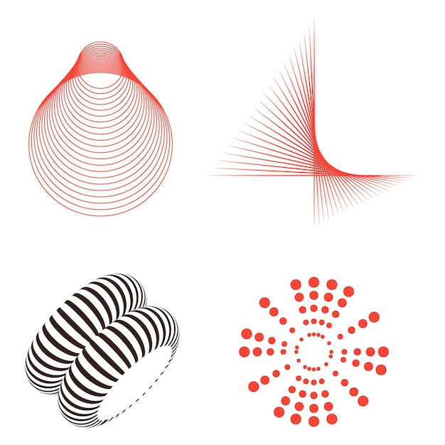 Abstract 3D design elements collection transparent png