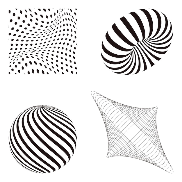 Abstract 3D design elements collection transparent png
