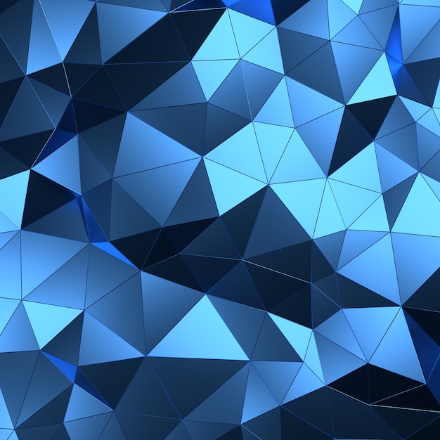 abstract 3d rendering of blue surface. background with futuristic low poly wall.