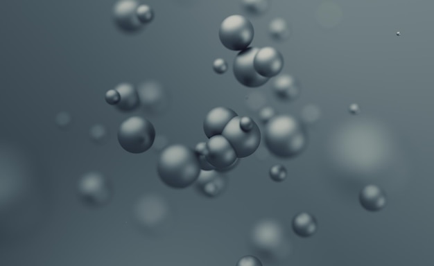 Abstract 3D Rendering of Flying Spheres