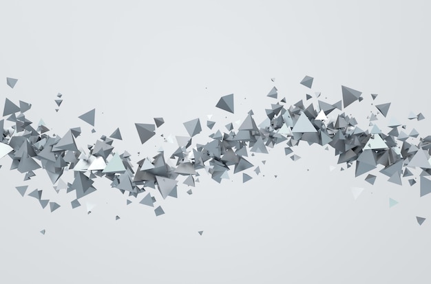 abstract 3d rendering of flying triangles