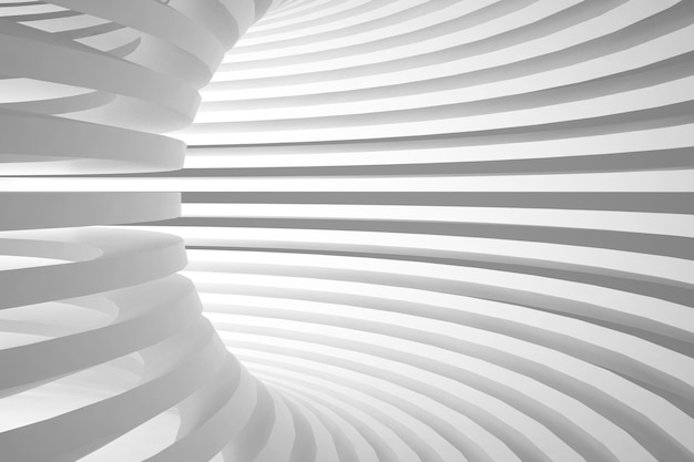 Abstract architecture background empty white futuristic room d render illustration