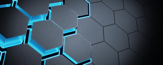 Abstract background Digital Background Technological Background Neural network concept Artificial intelligence Background for Blockchain design Technological Hexagons in dark color 3d render