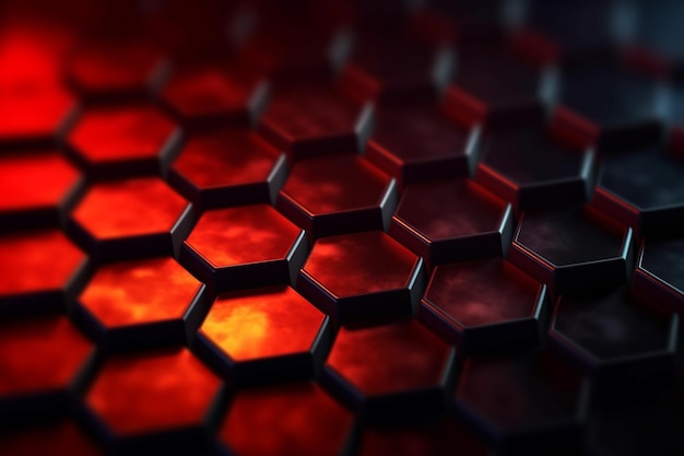 abstract background formed from red hexagons glass red pattern geometric crystals abstract