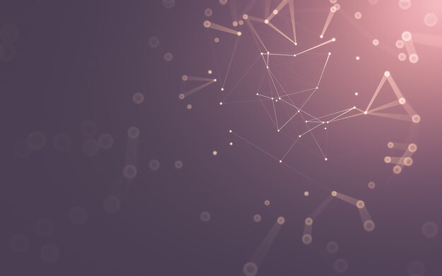 Abstract background. Molecules technology with polygonal shapes, connecting dots and lines. Connection structure. Big data visualization.