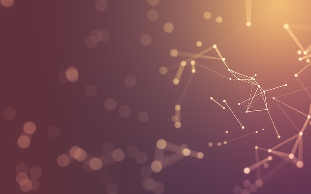 Abstract background. Molecules technology with polygonal shapes, connecting dots and lines. Connection structure. Big data visualization.