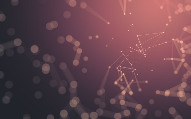 Abstract background. Molecules technology with polygonal shapes, connecting dots and lines. Connection structure. Big data visualization.
