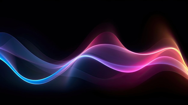 Abstract background of colorful glowing neon wavy line banner web design Generative AI