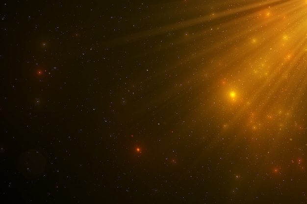 Abstract background of sparkling floating golden dust particles