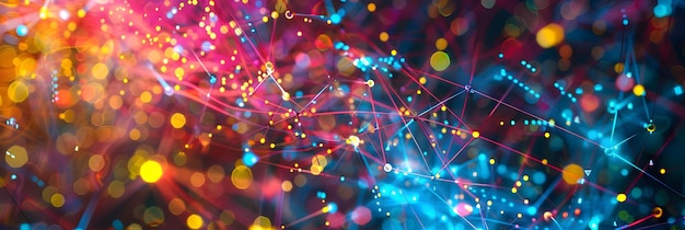 Abstract Background with Colorful Lines and Bokeh Lights