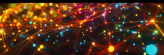 Abstract Background with Colorful Lines and Bokeh Lights