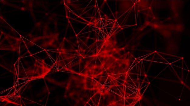 Abstract background with connecting dots and lines Distribution of triangular shapes in space Big data Network connection structure 3D rendering