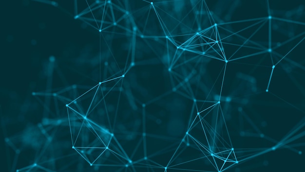 Abstract background with connecting dots and lines Distribution of triangular shapes in space Big data Network connection structure 3D