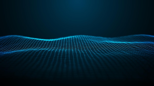 abstract background with glowing particles digital moving wave futuristic illustration with explosion of data 3d rendering