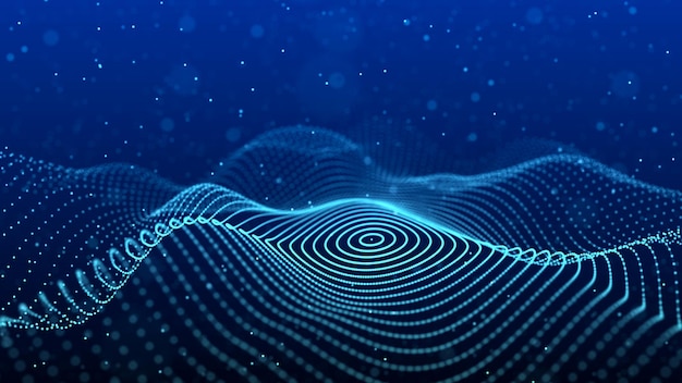 Abstract background with spider web Dynamic wave of particles Big data 3d rendering