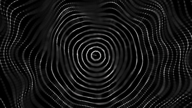 Abstract background with spider web Dynamic wave of particles Big data 3d rendering