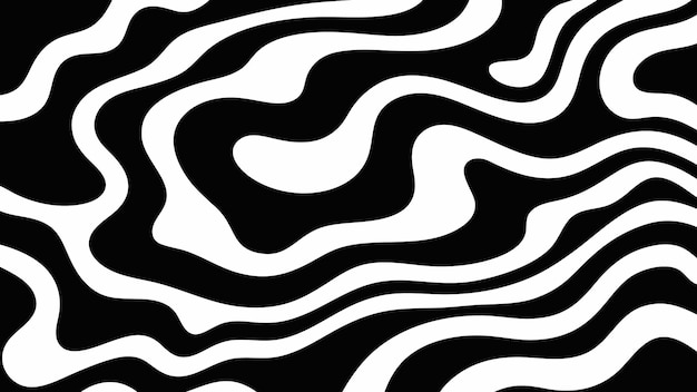 Abstract black and white geometric wavy lines background banner design