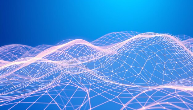 Abstract blue and pink digital network mesh background