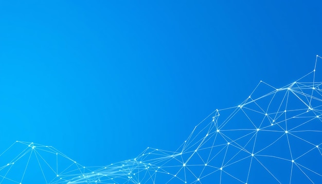 Abstract blue background with a white mesh network design
