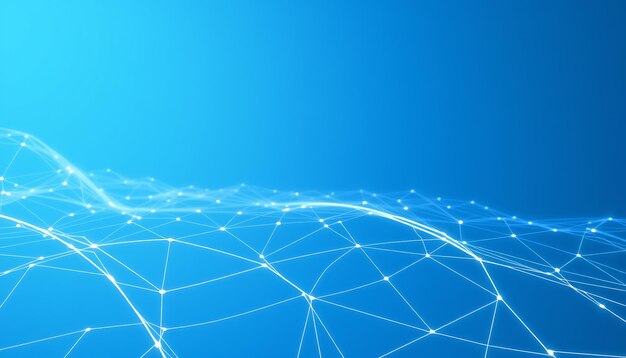 Abstract blue background with glowing lines and connected dots