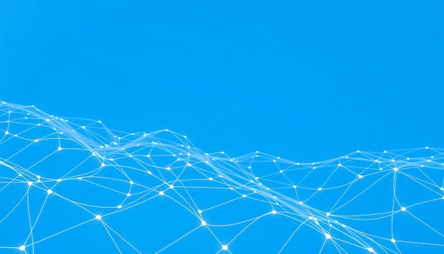 Abstract blue background with white connected dots and lines