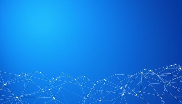 Abstract blue background with white connected dots