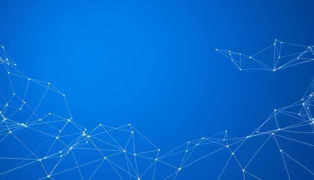 Abstract blue background with white connected lines and dots