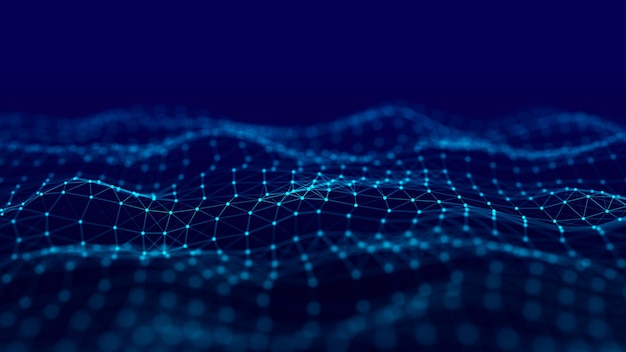 Abstract blue futuristic background Technological wave of information data flow 3D rendering