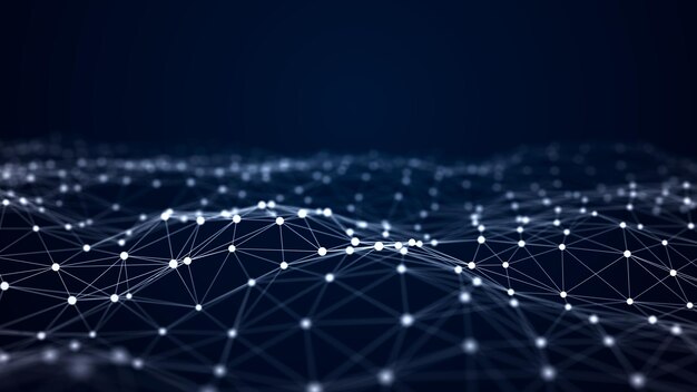 Abstract blue futuristic background Technological wave of information data flow 3D rendering