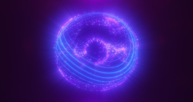 abstract blue purple glowing digital hightech futuristic energy plasma sphere with lines