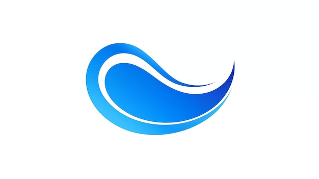 Abstract Blue Wave Logo Design with Smooth Curves and Fluid Motion