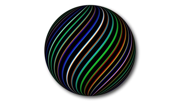 Abstract colorful sphere isolate on white Stripy color abstract sphere in white