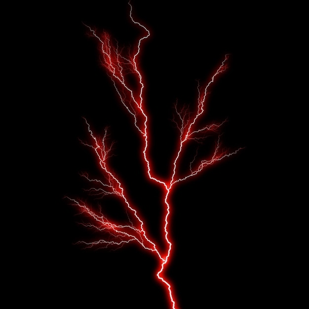 abstract dark red lighting natural thunder realistic magic overlay bright glowing effect on black