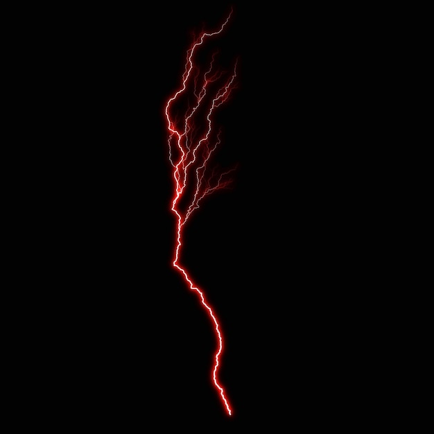 abstract dark red lighting natural thunder realistic magic overlay bright glowing effect on black