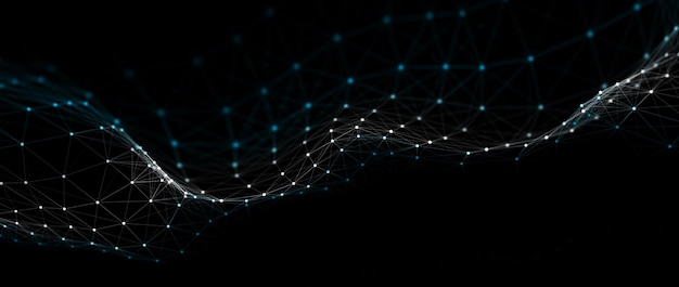abstract digital background network connection structure big data futuristic abstract wave 3d rendering
