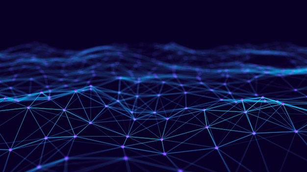 Abstract digital blue background Plexus effect Network connection structure Science background 3D rendering