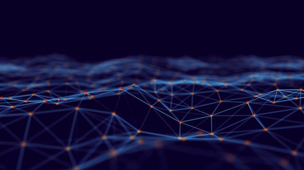 Abstract digital blue background Plexus effect Network connection structure Science background 3D rendering