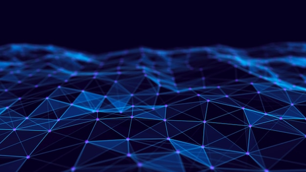 Abstract digital blue background Plexus effect Network connection structure Science background 3D rendering