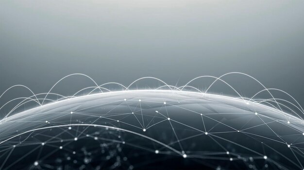 Abstract Digital Data Network with Connecting Glowing Lines